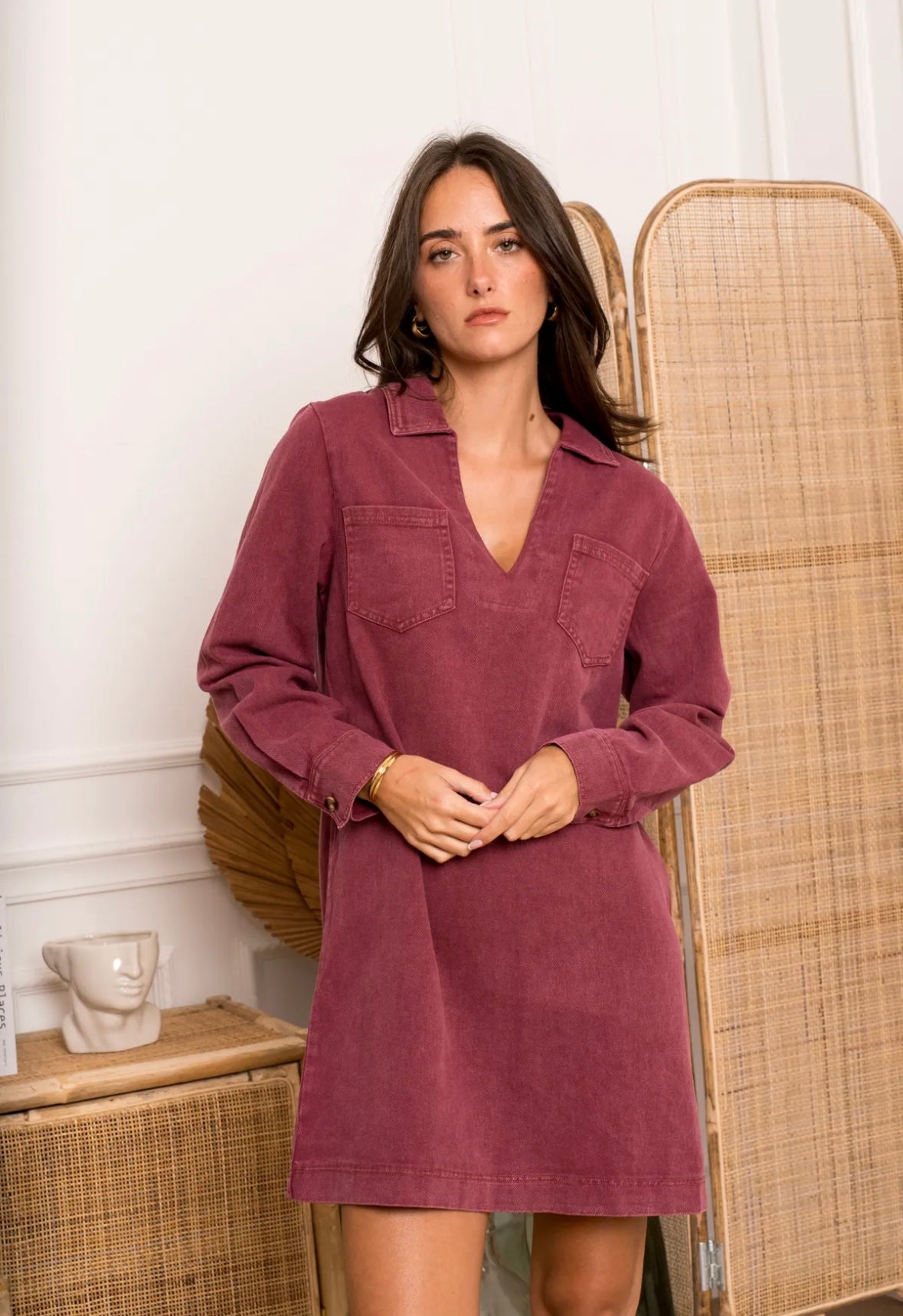 Jeans jurk - bordeaux