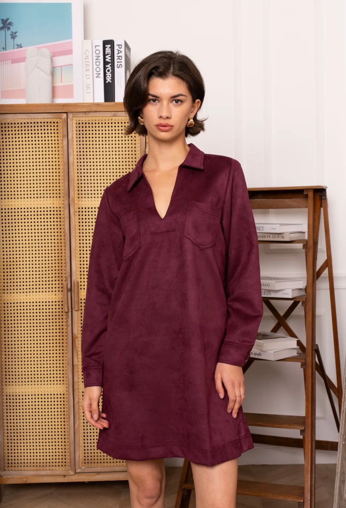 Suède jurk - bordeaux